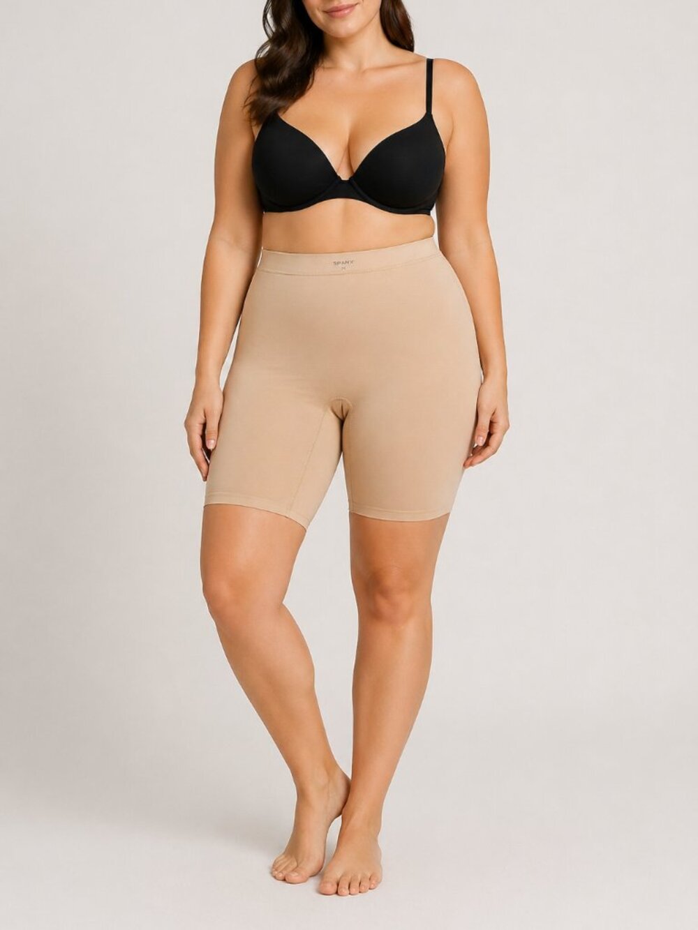 SPANX Shapewear Shorts 2X Beige High Waisted Smoothing Compression Mid Thigh